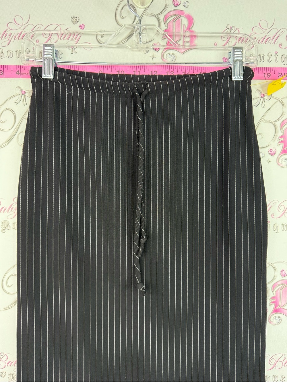 Garage skirt vintage Y2k long Black Pinstripe Drawstring Maxi Skirt rare - Picture 4 of 7